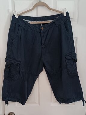 Men's Navy Cotton Cargo Shorts